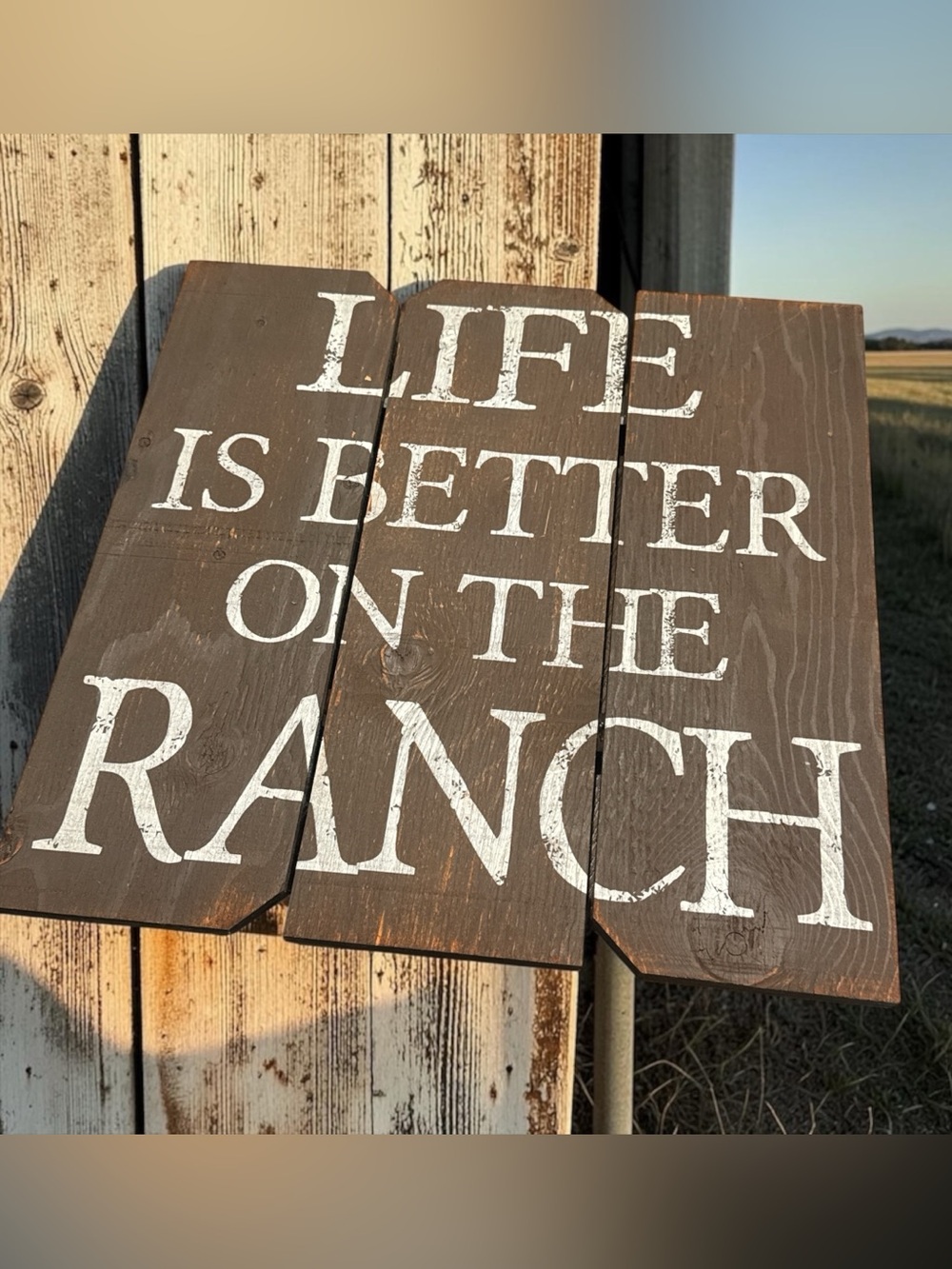 NWT Rustic Brown "Life Is Better On The Ranch" Wooden Wall Sign